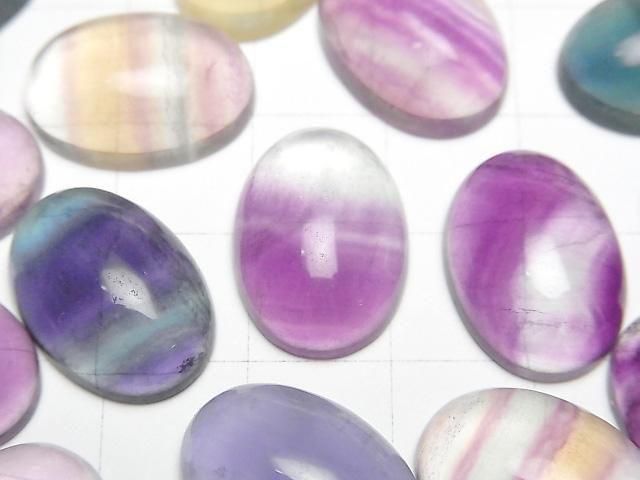 Multicolor Fluorite AAA Oval Cabochon 18x13mm 3pcs