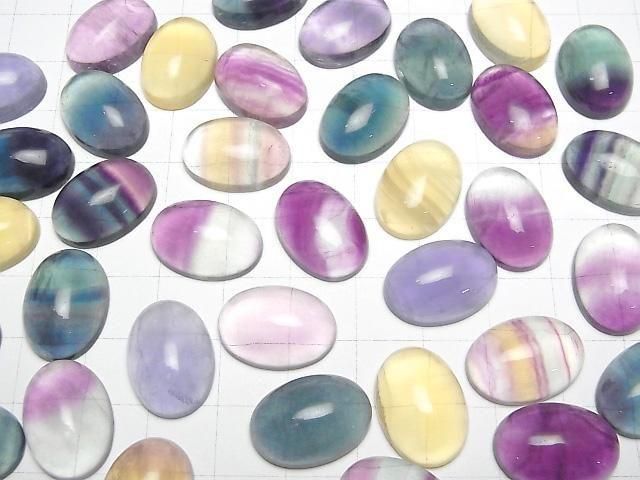 Multicolor Fluorit AAA Oval Cabochon 18x13mm 3Stück