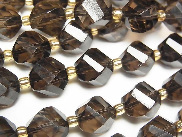 高品質!煙水晶 AAA 扭轉刻面 10x8x8mm 半串或 1 串珠子 (約 15 英寸/36 公分)