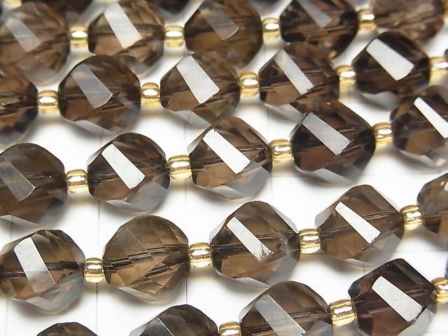 高品質!煙水晶 AAA 扭轉刻面 10x8x8mm 半串或 1 串珠子 (約 15 英寸/36 公分)
