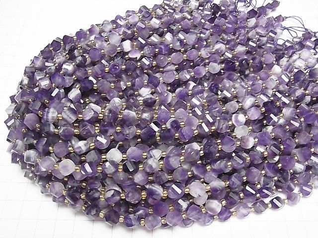 Hochwertig! Streifen-Amethyst Twist x Multiple Facetten 8x6x6mm 1Strang Perlen (ca. 15Zoll/36cm)