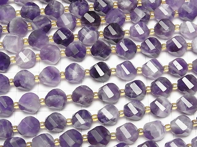 Hochwertig! Streifen-Amethyst Twist x Multiple Facetten 10x9x9mm halbe oder 1Strang Perlen (ca. 15Zoll/36cm)