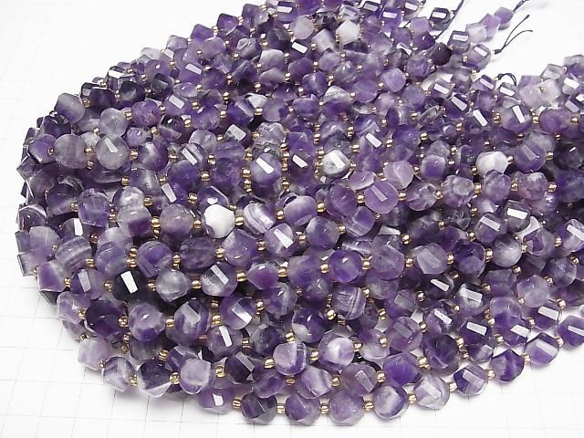 Hochwertig! Streifen-Amethyst Twist x Multiple Facetten 10x9x9mm halbe oder 1Strang Perlen (ca. 15Zoll/36cm)