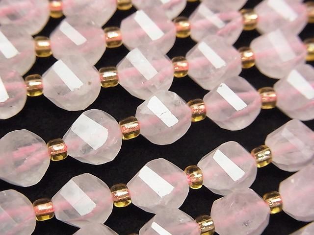 High Quality! Rose Quartz AA++ Twist x Multiple Facets 8x6x6mm 1strand beads (aprx.15inch/36cm)