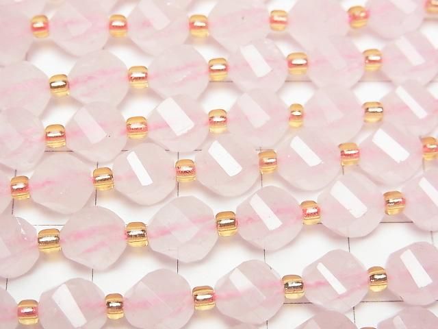 High Quality! Rose Quartz AA++ Twist x Multiple Facets 8x6x6mm 1strand beads (aprx.15inch/36cm)