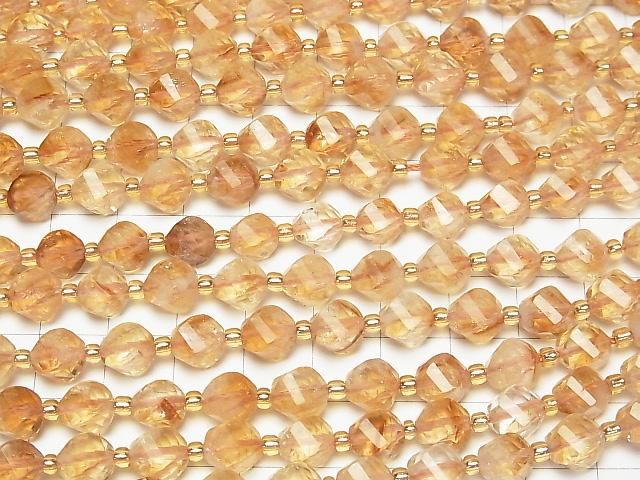 High Quality! Phantom Citrine AA++ Twist x Multiple Facets 8x6x6mm half or 1strand beads (aprx.15inch/37cm)
