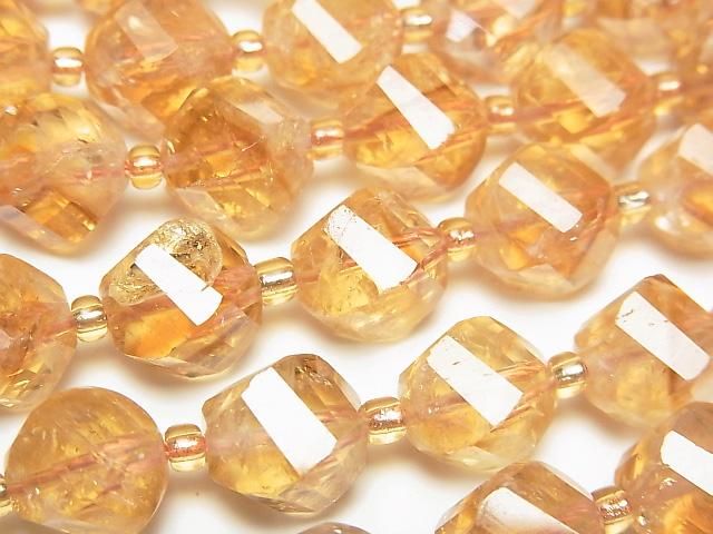 High Quality! Phantom Citrine AA++ Twist x Multiple Facets 10x9x9mm half or 1strand beads (aprx.15inch/37cm)