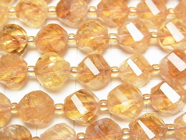 High Quality! Phantom Citrine AA++ Twist x Multiple Facets 10x9x9mm half or 1strand beads (aprx.15inch/37cm)