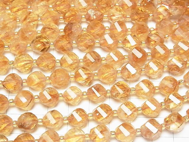 Hochwertig! Phantom-Zitrin AA++ Twist x Multiple Facetten 10x9x9mm halbe oder 1Strang Perlen (ca. 15Zoll/37cm)