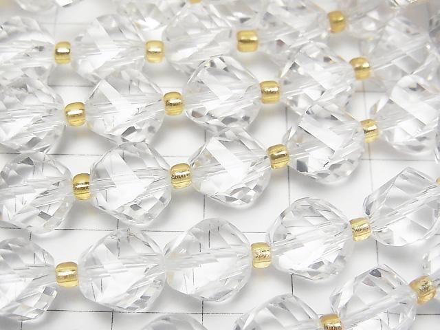 人造石英 AAA 扭轉刻面 10x8x8公釐 半串或單股珠子 (約15英吋/36公分) 高品質!