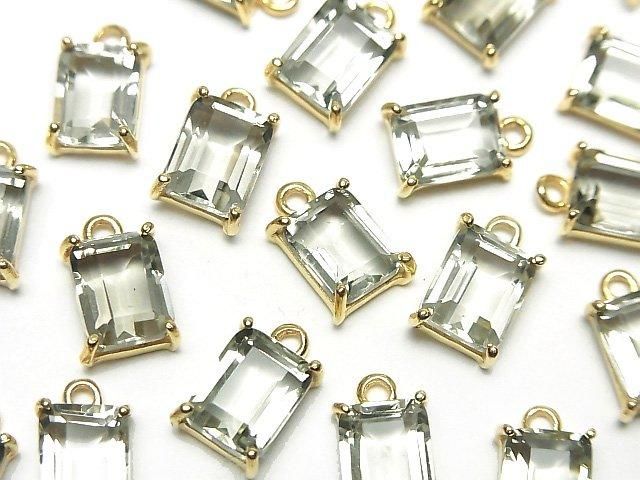 High Quality Green Amethyst AAA Bezel Setting Rectangle Faceted 9x7mm 18KGP 2pcs