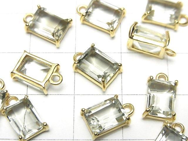 High Quality Green Amethyst AAA Bezel Setting Rectangle Faceted 9x7mm 18KGP 2pcs