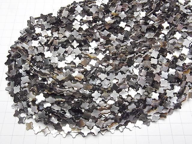 Hochwertige schwarze Muschel (Schwarzlippen-Auster) AAA Blumenmotiv 8x8mm halbe oder 1 Strang Perlen (ca. 15 Zoll/36 cm)