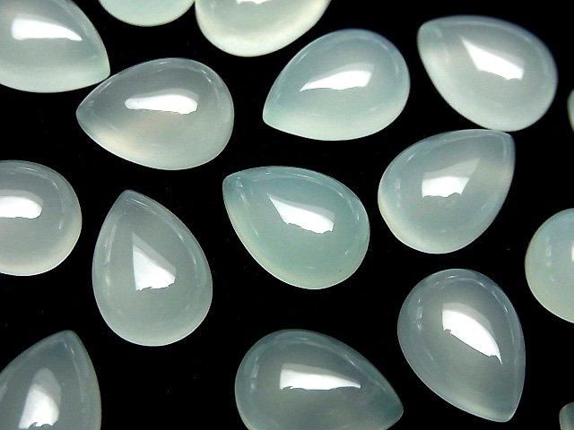 Mint Green Chalcedony AAA Pear shape Cabochon 14x10mm 3pcs