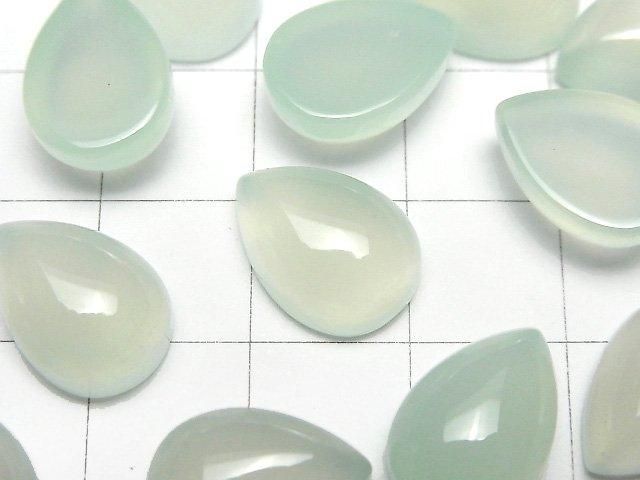 Mint Green Chalcedony AAA Pear shape Cabochon 14x10mm 3pcs
