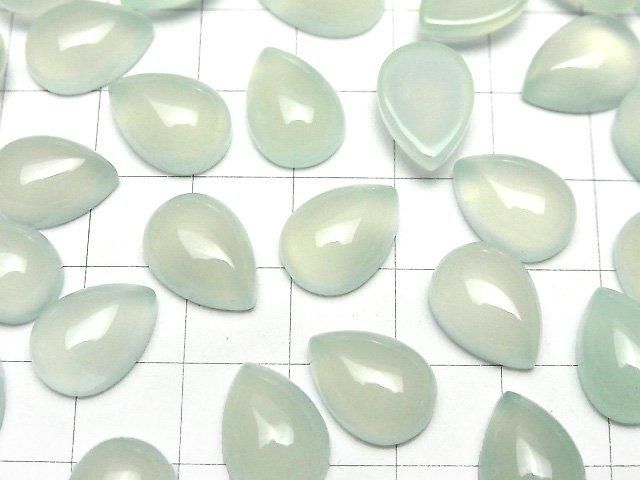 Minzgrüner Chalcedon AAA Tropfenform Cabochon 14x10mm 3 Stück