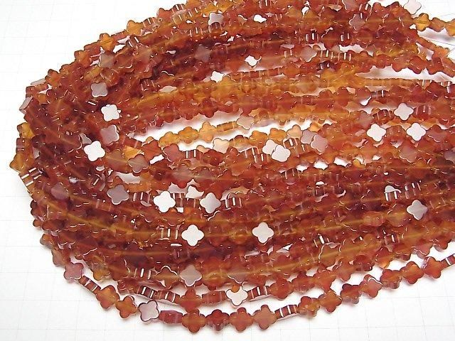 Karnelian AAA- Blumenmotiv 8x8mm halb oder 1 Strang Perlen (ca. 15 Zoll/37 cm)