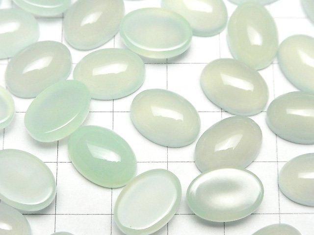 Minzgrüner Chalcedon AAA ovaler Cabochon 14x10mm 2 Stück