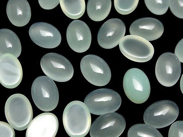 Minzgrüner Chalcedon AAA ovaler Cabochon 14x10mm 2 Stück