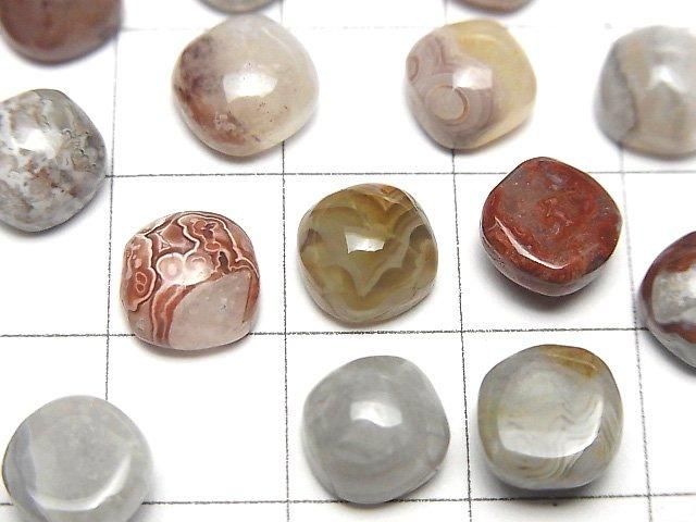 Laguna Lace Agate Square Cabochon 8x8mm 3pcs