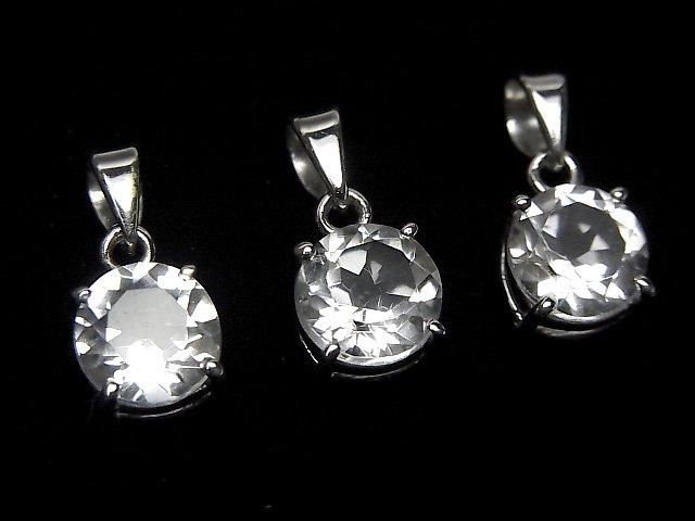 High Quality Crystal AAA Round Faceted 8x8mm Pendant Silver925