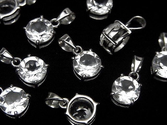 Hochwertiger Kristall AAA runder facettierter 8x8mm Anhänger Silver925
