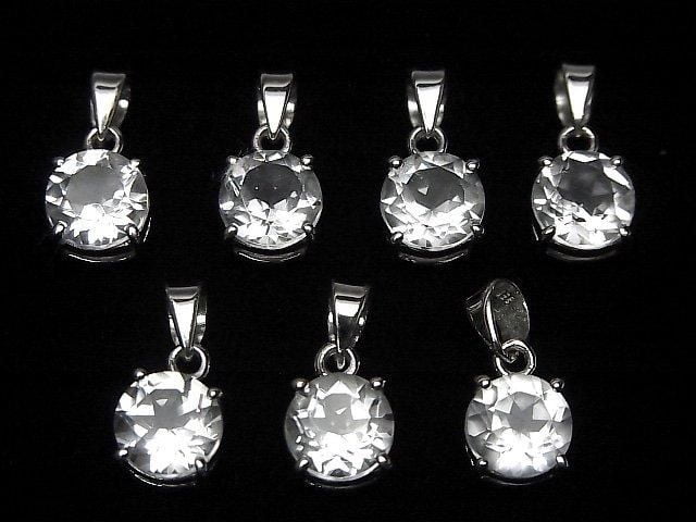 Hochwertiger Kristall AAA runder facettierter 8x8mm Anhänger Silver925