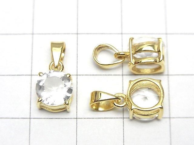 High Quality Crystal AAA Round Faceted 8x8mm Pendant 18KGP