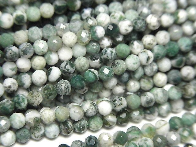 High Quality! Tree Agate Faceted Round 3mm 1strand beads (aprx.15inch/37cm)