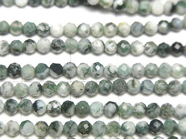 High Quality! Tree Agate Faceted Round 3mm 1strand beads (aprx.15inch/37cm)