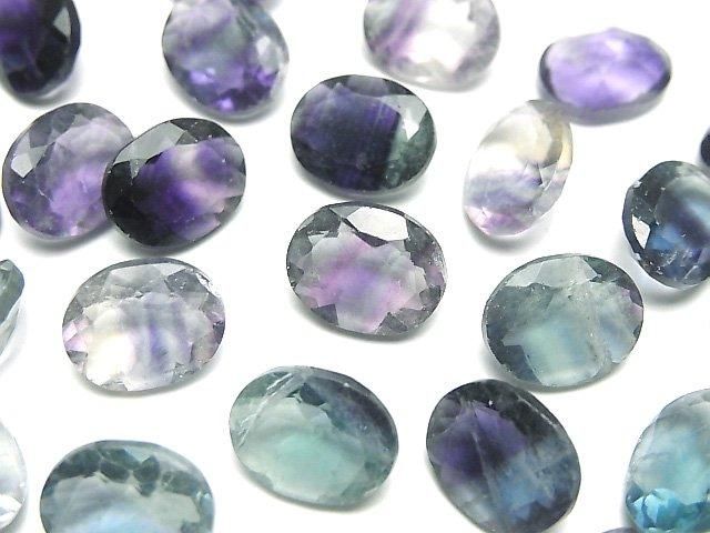 Hochwertiger mehrfarbiger Fluorit AAA- Lose Steine Oval Facettiert 10x8mm 3 Stück