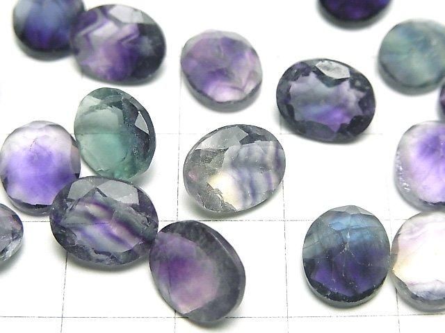 Hochwertiger mehrfarbiger Fluorit AAA- Lose Steine Oval Facettiert 10x8mm 3 Stück