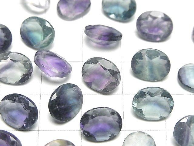 Hochwertiger mehrfarbiger Fluorit AAA- Lose Steine Oval Facettiert 10x8mm 3 Stück