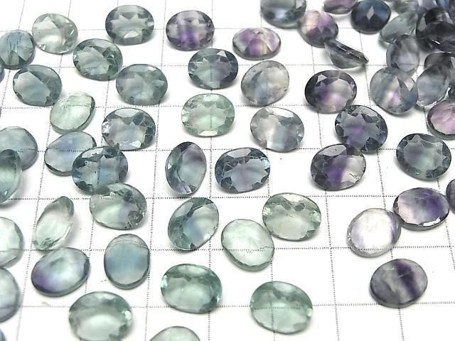 Hochwertiger mehrfarbiger Fluorit AAA- Lose Steine Oval Facettiert 10x8mm 3 Stück