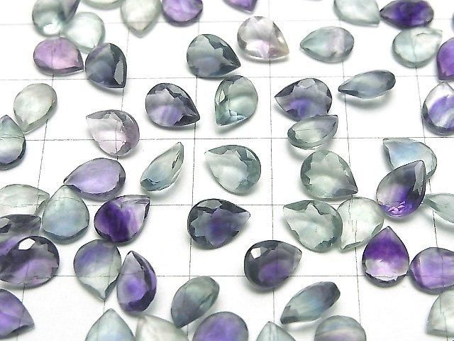 Hochwertiger mehrfarbiger Fluorit AAA- lose Steine Tropfenform facettiert 8x6mm 5 Stück