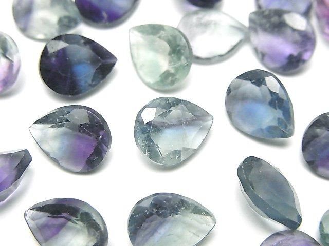 High Quality Multicolor Fluorite AAA- Loose stone Pear shape Faceted 10x8mm 3pcs