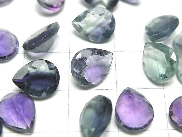 High Quality Multicolor Fluorite AAA- Loose stone Pear shape Faceted 10x8mm 3pcs