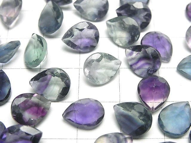 Hochwertiger mehrfarbiger Fluorit AAA- lose Steine Tropfenform facettiert 10x8mm 3 Stück