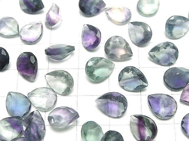 Hochwertiger mehrfarbiger Fluorit AAA- lose Steine Tropfenform facettiert 10x8mm 3 Stück