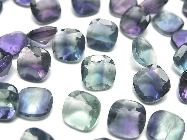 High Quality Multicolor Fluorite AAA- Loose stone Square Faceted 8x8mm 3pcs