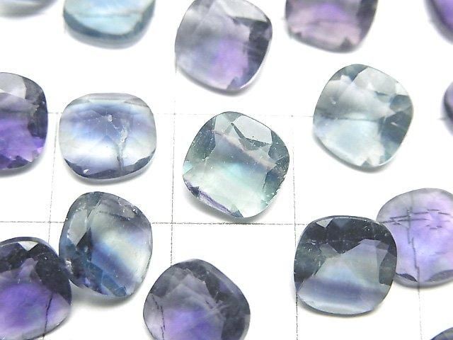 High Quality Multicolor Fluorite AAA- Loose stone Square Faceted 8x8mm 3pcs