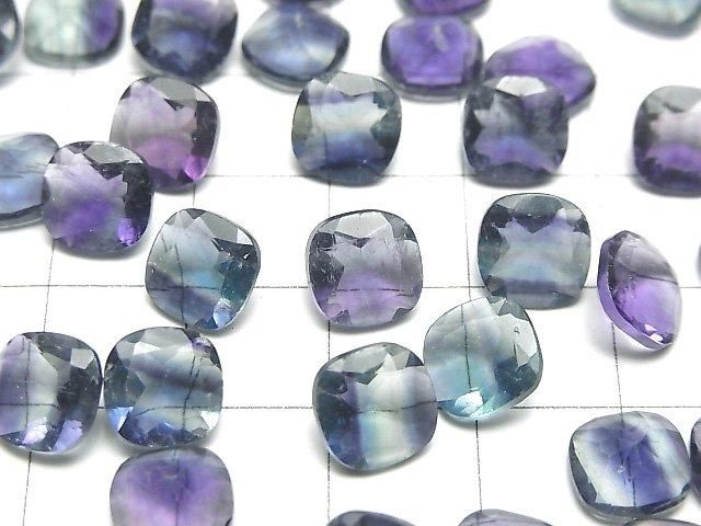 Hochwertiger mehrfarbiger Fluorit AAA- lose Steine quadratisch facettiert 8x8mm 3 Stück