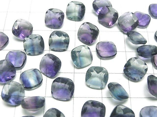 Hochwertiger mehrfarbiger Fluorit AAA- lose Steine quadratisch facettiert 8x8mm 3 Stück