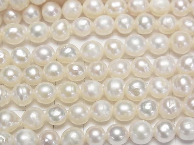 Fresh Water Pearl AA Natural Round 7-8mm White 1strand beads (aprx.14inch/35cm)