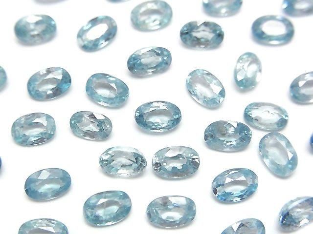 High Quality Natural Blue Zircon AAA Loose Stone Oval Faceted 6x4mm 2pcs