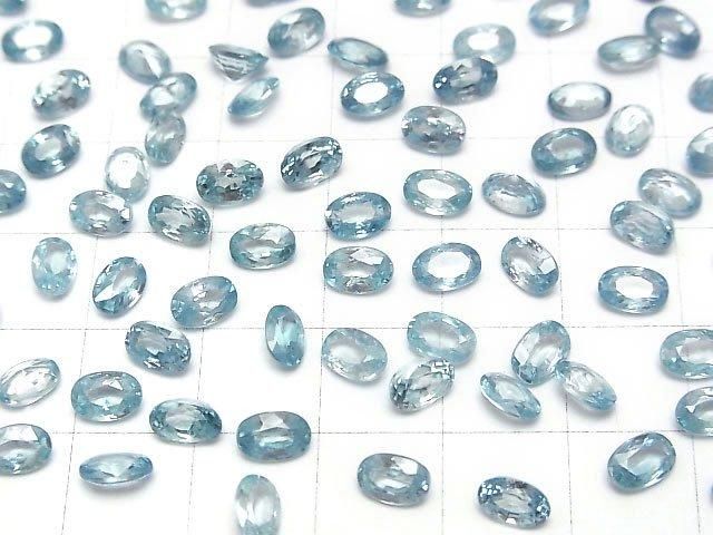 Hochwertiger natürlicher blauer Zirkon AAA Lose Stein Oval Facettiert 6x4mm 2Stücke
