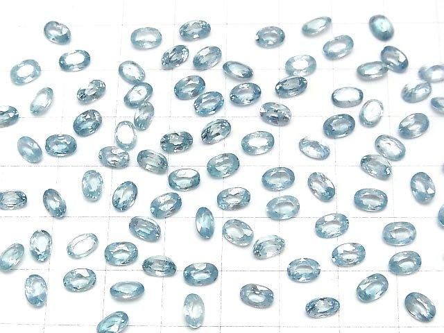 Hochwertiger natürlicher blauer Zirkon AAA Lose Stein Oval Facettiert 6x4mm 2Stücke