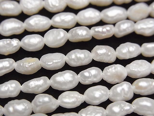 淡水珍珠 AA 巴洛克米珠 5-7mm 白色 串珠(約 15英吋/36公分)