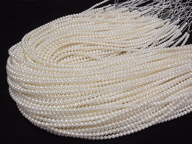 Süßwasserperle AA++ Rund -Semi Rund 4mm Weiß 1strang Perlen (ca. 15 Zoll/37 cm)