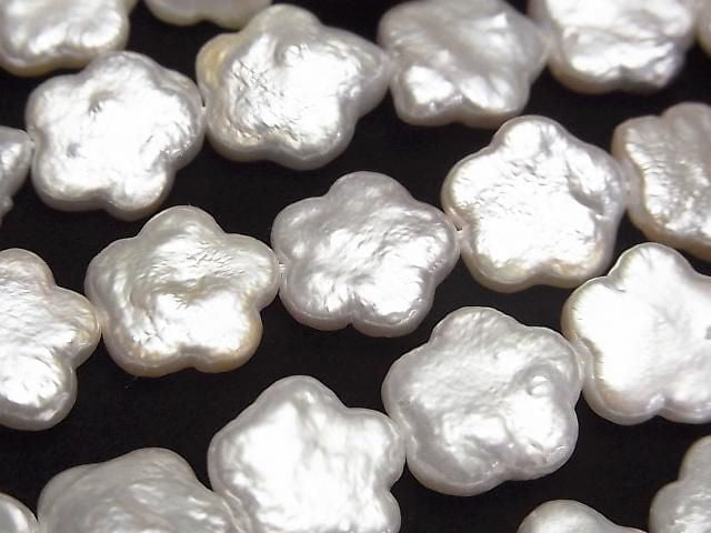 Fresh Water Pearl AA+ Flower 12x12x3mm White half or 1strand beads (aprx.15inch/37cm)